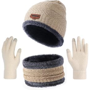 Premillow Winter Hat Beanie Darf Touch Screend Gloves مجموعة للرجال/النساء ، قفازات الجمجمة.