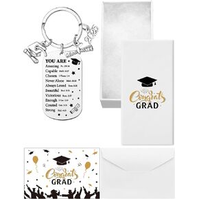Sureio Class of 2025 Graduation Keychain Gift Set for Him Her 2025 Christian Graduation Keychain with Card and Box for High School College Gift Ideas
