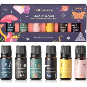Folkulture Essential Oils for Home | Set of 6 (0.34 fl oz x 6) Diffuser Oils for Relaxation | Sage, Citrus, Jasmine, or Vanilla Essential Oils for Meditation | Lavender Oil for Gifts for Women