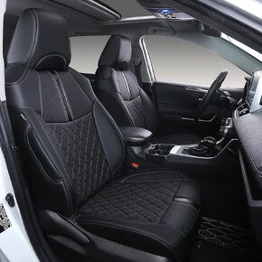 Custom Fit RAV4 Seat Covers for Toyota RAV4 LE,XLE 2019-2025 Full Coverage Waterproof Breathable Leather Car Seat Covers Full Set(Black)