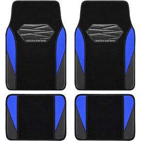 Skechers Car Floor Mats,Waterproof Universal Fit Car Mats,Faux Leather Car Floor Mats,Carbon Floor Mats for Cars with Anti-Slip Skechers Heel Pad Fit for SUV,Vans,Sedans,Trucks,Black