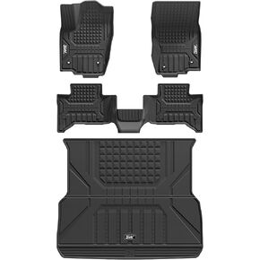3W Floor Mats Fit Toyota Tacoma 2016-2023 (فقط لكابينة مزدوجة وأتلقات) ، TPE All Weather Custom Fit Liner لتويوتا تاكوما 1ST و 2 بطانات السيارة الكاملة المحددة ، الأسود