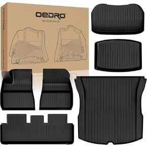 OEDRO Floor Mats Cargo Mats Fit for 2024 2025 Tesla Model 3 Highland, TPE Custom Fit All-Weather Floor Mats & Cargo Liner Set Model 3 Accessories Trunk Car Mats