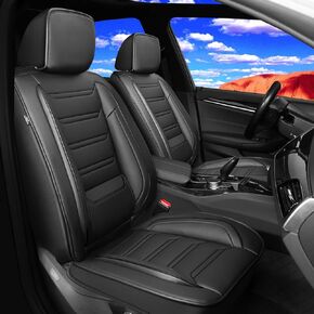 Fit Trailblazer Car Seat Covers for Select Chevrolet/Chevy Trailblazer 2021-2024 2025 - Full Coverage Leather, Waterproof & All Weather Seat Cushion Protector, Full Set, Black with Red Trim