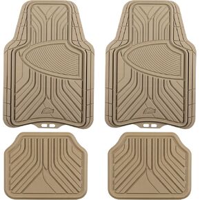 Armor All 4-Piece Trim-to-Fit Floor Mats, Full Coverage Mats for Cars, Trucks, SUVs — Tan