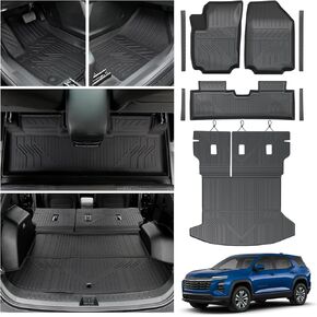 حصيرة أرضية وبطانات شحن ومسند الظهر حصيرة لعام 2025 Chevy Equinox (الغاز فقط) و 2025 GMC Terrain ، 4 أبواب عتبة الحراس ، جميع الحصير الأرضية TPE الطقس ، بطانة جذع لإكسسوارات شيفروليه الاعتدال