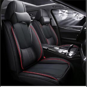 Nappa Leather Car Seat Covers - Full Set 5-Piece Waterproof Seat Cover Universal Fit for Most Cars SUVs Trucks Front Rear Protectors