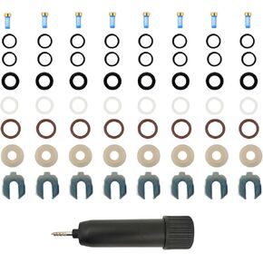 Fuel Injector Repair Seal Kit Compatible with GMC Yukon XL Sierra 1500 Chevy Tahoe Suburban Silverado 1500 2500 V6 4.3L V8 5.3L Replace 12668390 Micro Filters Buckle O-ring Cap 8 Sets