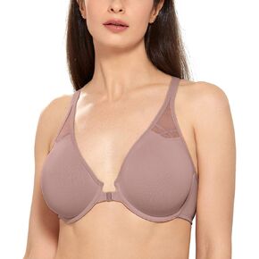 Delimira Women's Front Front Racerback Bras بالإضافة إلى التغطية الكاملة التغطية الداعمة تحت الأركان.
