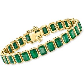 Ross-Simons 25.00 ct. t.w. Bezel-Set Emerald Bracelet in 18kt Gold Over Sterling