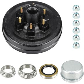 Youxmoto 12 x 2 Trailer Brake Drum Kit for 5200 lb Axles, 6 on 5.5 Trailer Brake Drum Assembly 6-Hole, 5.5" B. C for Dexter Rvs