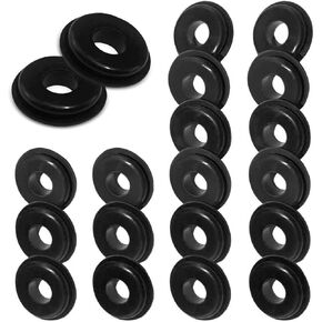 20 PCS Car Polished Surface Handshake Valve Washer, 1.61" x 0.12" Portable Thickened Elastic Stretch Rubber Sealing Washer, Replacement Accessories, for Cars, Trailers, Trucks (Black)