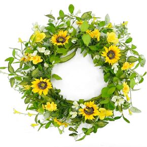 Spring Wreath for Front Door Summer Sunflower Wreath with Flower for Front Door Indoor Outdoor Wedding Anniversary Party Home Wall Window Festival Decoration