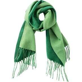 CALVIN & OLIVIA Ultra-Soft Winter Cashmere Feel Scarf Warm Long Unisex Winter Scarves Perfect Holiday Gift for Women Men Amazing Two Tone Green Lime