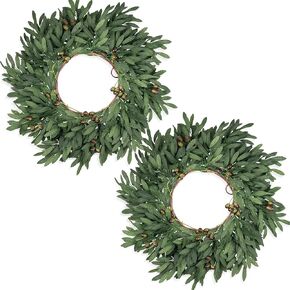 24 inch Olive Wreaths for Front Door, Artificial Large Spring Summer All Seasons Year Round Green Olive Branch Wreath for Home Outdoor Indoor Farmhouse Porch Window