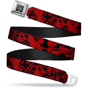 Buckle-Down Seatbelt Belt - Splatter Black/Red - 1.0" Wide - 20-36 Inches in Length
