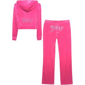 Juicy Couture Women's Bling Velour Tracksuit (US, Alpha, X-Large, Regular, Regular, Hot Pink)