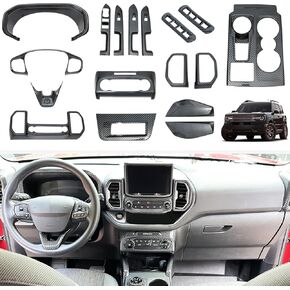 Dorena 17pcs الملحقات الداخلية المتوافقة مع Ford Bronco Sport 2021-2024 تعديل ألياف الكربون غطاء عجلة القيادة غطاء لوحة التبديل (ليس للبنوك الخارجية Heritage Limited)