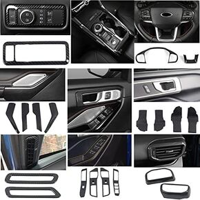 for Ford Explorer 2020-2024 LHD Carbon Fiber Black Interior Kit Cover Trims 25pcs Car Accessories