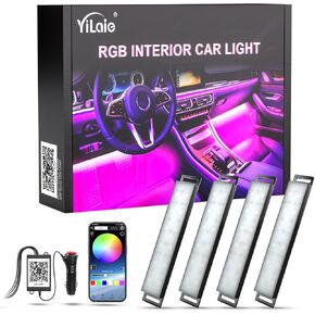 مصابيح LED للسيارة الداخلية من YiLaie، مصابيح LED داخلية للسيارة الذكية مع التحكم في التطبيق، مصابيح LED RGB للجزء الداخلي للسيارة مع وضع الموسيقى، ملحقات السيارة الداخلية الرائعة، تيار مستمر 12 فولت in Kuwait