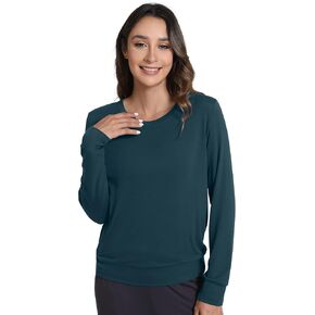 WiWi Women's Pajama Top Soft Long Sleeve Longewear Casual Crew Neck Basic Tee T Shirts Stretch Softwear S-XXL