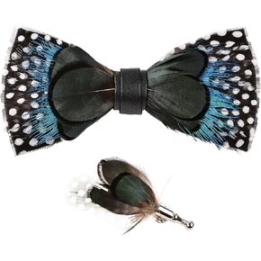 Feathers Bow Tie Peacock Pre-tied Bow tie Brooch Sets for Men Adjustable Length Tuxedo Banquet Necktie in Kuwait