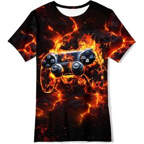 Boys Girls Neon Shirt Short Sleeve Cool 3D Graphic Print Neon Game Summer Tees Tops for 8-12 Years