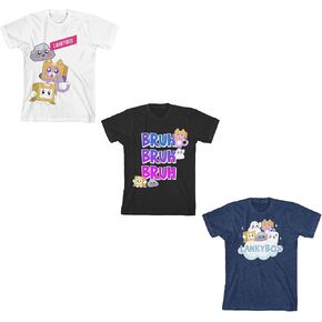 Lankybox Bruh Forme Art 3-Pack Crew Neck Short Sleeve Toddler Boy to Youth Boy's Thirt