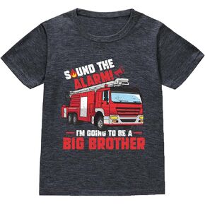 Boys Monster Truck T-Shirt 100% Cotton Construction Shirt Funny Truck Short Sleeve Birthday Boy Tees Kids 2-10 Years