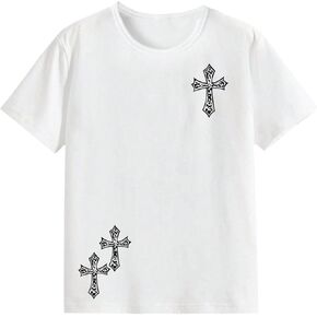 WDIRARA Boy's Cross Graphic T Shirt Short Sleeve Crew Neck Tee Casual Top