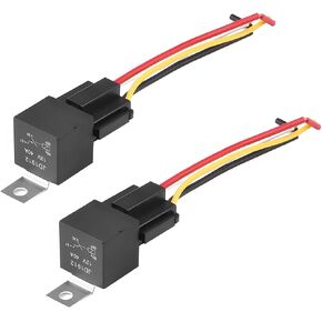 Mandark JD19124 4 Pin SPST 12V 40A Car Relay Harness, 2PCS Vehicle Relaying Kit with 12AWG Color Labeled Wires Sockets, Heavy Duty Auto Electricity Control Accessories, Universal Fit