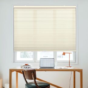 DEZ FURNISHINGS Cordless 1.5" Light Filtering Cellular Shade, 22" W x 48" H, Ivory
