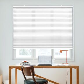 DEZ FURNISHINGS Cordless 1.5" Light Filtering Cellular Shade, 35" W x 64" H, White