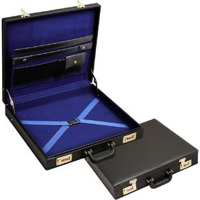 Premium Masonic Regalia Provincial Apron Briefcase – Black Leather Hard Case with Gold Locks | Freemason Bags & Storage Cases (Provincial)