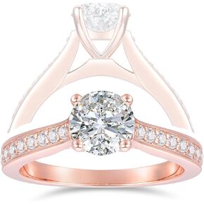 14K Gold Classic 1ct Solitaire Moissanite Engagement Rings for Women
