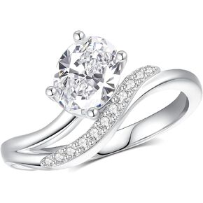 1.5Ct Oval Cut Moissanite خاتم الخطوبة للنساء 18 K أبيض Glod مطلي S925 Sterling Silver Wedding Ring Gift