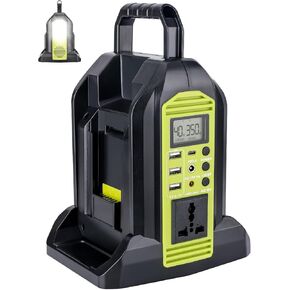 350W Power Inverter for Ryobi 40v Battery, 2-Ports DC 40V to AC 110-120V Battery Inverter with 3 USB-A Port, 1 USB-C Port,300lm LED Light for Outdoors Camping Travel Hunting Emergency(Tool Only)