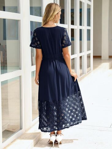 Simplee Womens 2025 Summer Boho Maxi Dress V Neck Empire Waist Long Flowy Dresses with Pockets in Saudi Arabia