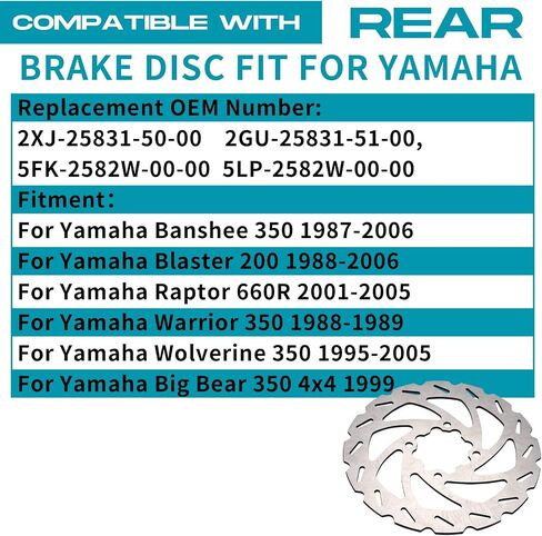 ATV BRAKE ROTOR DIRC مع براغي لـ Yamaha Banshee 350 1987-2006 ، Big Bear 350 4x4 1999 ، Warrior 350 1988-1989 ، Wolverine 350 1995-2005 ، Raptor 660R 2001-2005 ، Blaster 200 1988-2006 in Kuwait