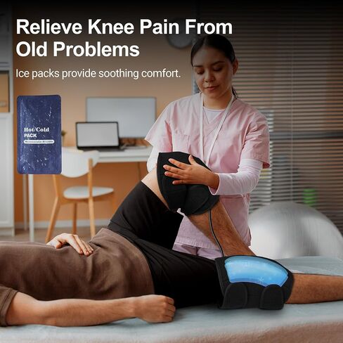 CooCoCo Knee Massager for Pain Relief, Heated Knee Wrap with Vibration, Heating Pad for Knee, Elbows, Calf, 45min Auto Off, Knee Brace with Ice Pack, Gifts for Fathers from Daughter in Saudi Arabia