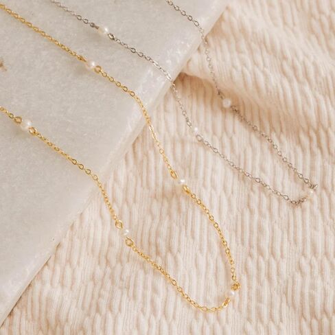 Caitlynminimalist 18k الذهب الذهب الفضة الفضة العذبة لؤلؤة بيرل قطرة قلادة قابلة للتعديل للنساء هدية لها in Kuwait
