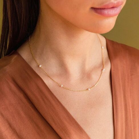 Caitlynminimalist 18k الذهب الذهب الفضة الفضة العذبة لؤلؤة بيرل قطرة قلادة قابلة للتعديل للنساء هدية لها in Kuwait