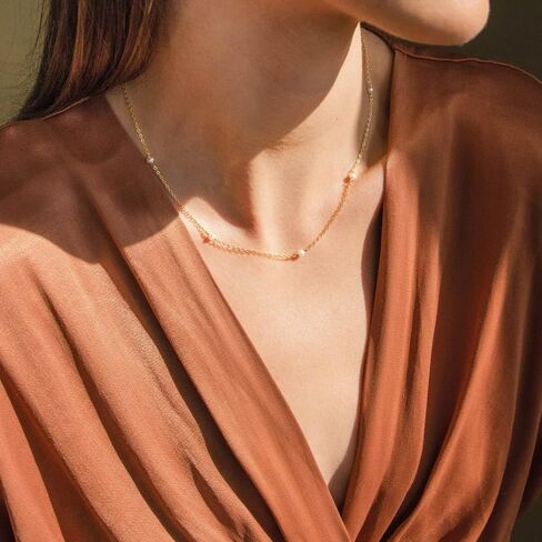 Caitlynminimalist 18k الذهب الذهب الفضة الفضة العذبة لؤلؤة بيرل قطرة قلادة قابلة للتعديل للنساء هدية لها in Kuwait