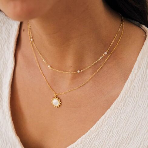 Caitlynminimalist 18k الذهب الذهب الفضة الفضة العذبة لؤلؤة بيرل قطرة قلادة قابلة للتعديل للنساء هدية لها in Kuwait