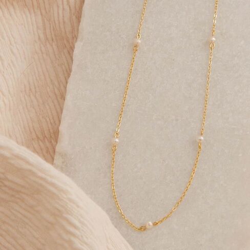Caitlynminimalist 18k الذهب الذهب الفضة الفضة العذبة لؤلؤة بيرل قطرة قلادة قابلة للتعديل للنساء هدية لها in Kuwait