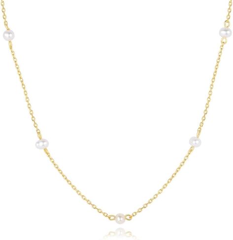 Caitlynminimalist 18k الذهب الذهب الفضة الفضة العذبة لؤلؤة بيرل قطرة قلادة قابلة للتعديل للنساء هدية لها in Kuwait