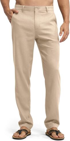 Willit Men's Linen Pants Casual Linen Dress Pants Beach Summer Lightweight Trousers 28" 30" 32" in Kuwait