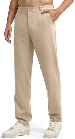 Willit Men's Linen Pants Casual Linen Dress Pants Beach Summer Lightweight Trousers 28" 30" 32" in Kuwait