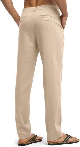 Willit Men's Linen Pants Casual Linen Dress Pants Beach Summer Lightweight Trousers 28" 30" 32" in Kuwait