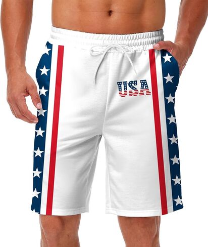 AOBUTE Men's 4th of July Board Shorts American Flag Patriotic Swim Trunks in Saudi Arabia